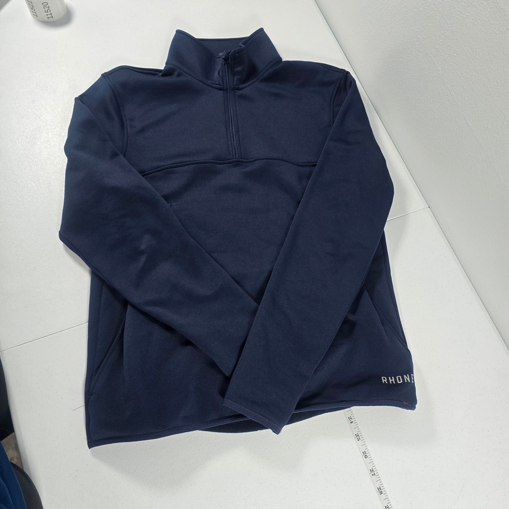 Rhone Mens Quarter Zip Pullover Navy Blue Performance Mock Neck Size M